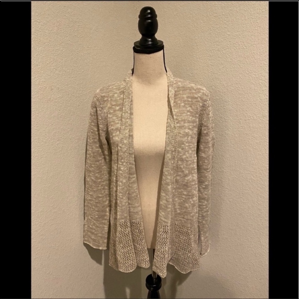 Eileen Fisher Linen-Blend Sweater Wrap in Tan Size XS